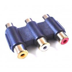 3 Way RCA / PHONO Gold Plated Sockets Coupler with Red / White / Yellow